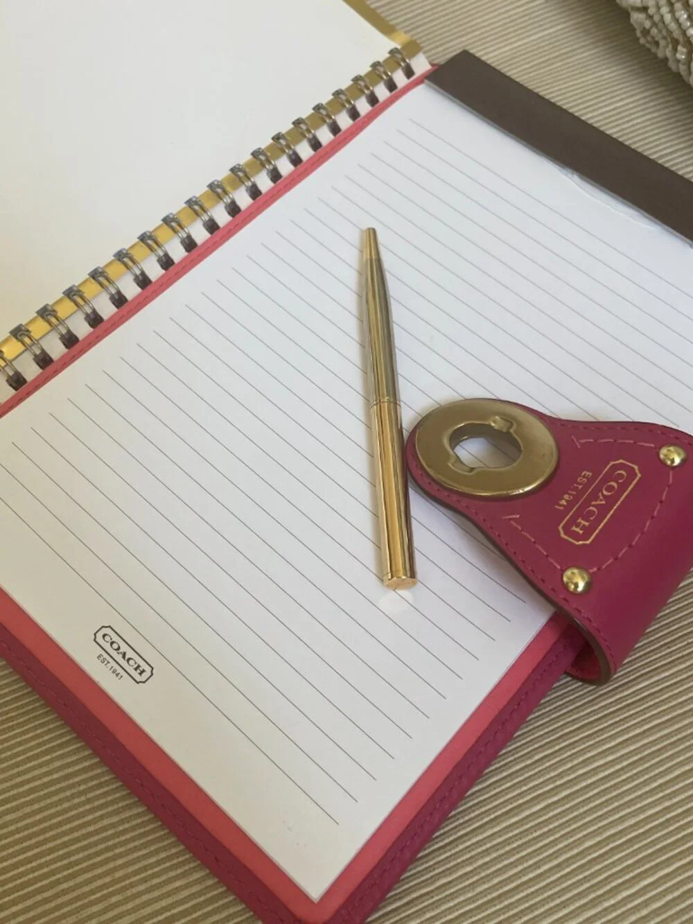 Coach Legacy Turnlock Planner Cover Pink Leather Agenda, Pen, Notebook Rare Y2K